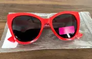 Betsey Johnson ~ Red Cat Eye Sunglasses ~ Subtle Rhinestone Accent ~ Retail $38