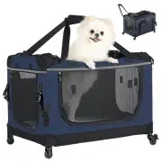 24IN Soft Collapsible Dog Crate w Detachable Wheels, Rolling Travel Dog Crate...