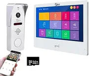 1080P Tuya Wired Video Door Phone 10 Inch Full Touch Monitor Wireless WiFi Smart Home Intercom System with RFID Doorbell Camera Unlock Record Motion,Weatherproof Video Doorbell,32G