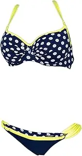 [Generic] Women 2 Pieces Push Up Padded Bikini Bathing Suit Cross Top Bra And Panty Swimsuit Color block Twist Halter Lingerie Sets (Yellow 6,Large), Yellow 6, Large