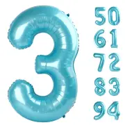 Pearlescent Blue 3 Balloon Number Balloons 40 Inch 3rd Birthday Decorations f...