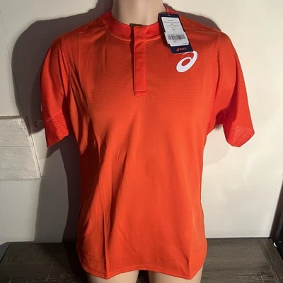ASICS Men's Tennis/Sports Gel-Cool Polo Shirt Cherry Tomato Red Size L Large NEW
