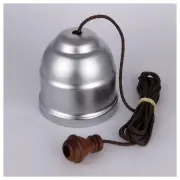 Satin Chrome Ceiling Switch with Brown Cord