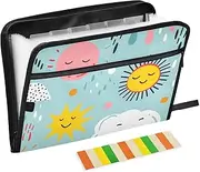 Customizable Office Folders 13 Pockets A4 Letter Size with Zipper Closure for Paperwork Sun Rainball Green para guardar