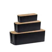 Bamboo Lid Cable Management Storage Box for Home and Office Cord Organizer Box Charger Storage Box