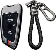 Zinc Alloy Car Key Cover Key Case fit for BMW 2 5 6 7 Series G01 G02 G11 G12 F45 F46 M5 F90 X1 X3 X4 X5 X6 F48 F85 G02 F15 F86 Keyring Accessories Keychain Key Case Key Cover 4 Buttons C Black