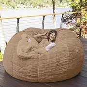 Adult Giant Bean Bag Chair Cover, Bean Bag Chair Cover, Large Floor Sofa Cover, Large Sofa Bed Cover, No Filling, Machine Washable,brown-7FT