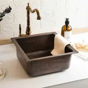 Alfiq's Store Solid Copper Undermount Kitchen And Bathroom Sink | Handmade Hammered Copper Vessel Sink *drain Cap Included* Dark copper 20"