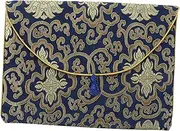 KALLORY Ethnic Style Scriptures Bag Soft Cloth Pouch with Chinese Knot Closure for Jewelry Sundries and Small Comfortable Storage Container Elegant Design