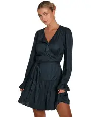 [Belle & Bloom] Wild Flower Embroidered Wrap Dress in Blue