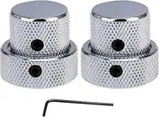 Musiclily Pro Steel Universal Dual Concentric Stacked Brass Shaft Control Knob for Electric Guitar Bass, Chrome (Set of 2)