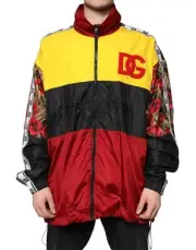Dolce&Gabbana Men Multicolor Sweater Polyester Patchwork Windbreaker Jacket Sz M