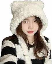 [CNGYNI] Women Winter Beanie Hats Knit Ear Flaps Cute Stuffed Bear Ears Fleece Lined Fluffy Ski Snow Hat
