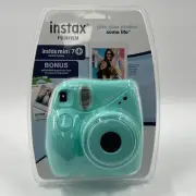 New Fujifilm Instax Mini 7+ Instant Camera Seafoam Green Bundle