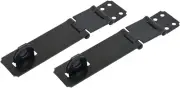QCAA Double Hinge HASP and Fixed Staple, 4-1/2", Steel, Black, 2 Pack, Made in T