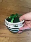 Terramoto Ceramic Nesting Bowl Set Of Two (2) Striped Clover Bowls Tid Bit
