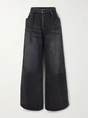 [Sacai] Sacai - Belted High-rise Wide-leg Jeans - Black - 3 3 Black