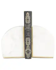 CosmoLiving by Cosmopolitan Set Of 2 Geometric White Marble Bookends With Gold Inlay