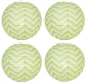 SET of 4 Japanese Chinese 14" Round Paper Lantern Light Lime Chevron Home Decor