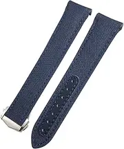 [KAVJU] 19/20/21mm Curved End Nylon Fabric Watchband Fit for Omega Seamaster 300 Aqua Terra 150 Watch Strap