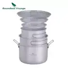 Outdoor Camping Pot Set Travel Portable Titanium Cookware Steamer Soup Pot