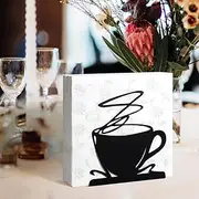 Modern Napkin Holder, Coffe Cup Pattern Standing Storage Paper Dispenser for Tables, Kitchen & Dining Room Decor,Iron Napkins Holders Indoor and Outdoor Use (2.15"D x 5"W x 5.5"H)