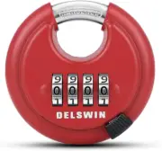 Outdoor Combination Padlock - 4 Digit Heavy Duty Disc Lock with Hardened Shackle