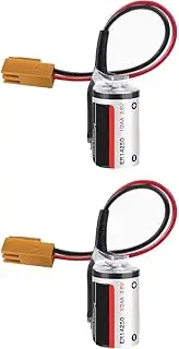 HOUYIBO 2PCS ER14250 Cell 3.6V 1200mAh with Brown Plug Replacement 1/2AA Size Non-Rechargeable Disposable Lithium Battery for CNC System