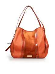Orange Leather and Suede Tote Bag