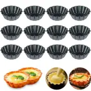 12 Pcs Pan Mold Tart Quiche Flan Cake Non-stick Pie Pizza Mold Cupcake Egg Tart