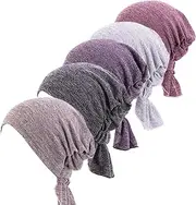 [Qianmome] Hijab Cancer Chemo Stretchy Cotton Hat Turban Cap Cover Hair Loss Head Scarf Wrap Pre-Tied Headwear Strech Bandana