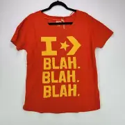 Converse Graphic Tshirt Adult Large Orange Blah Blah Blah Womens New
