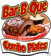 BAR-B-QUE Combo Plates Decal 8" BBQ Barbeque Concession Food Truck Vinyl Sticker