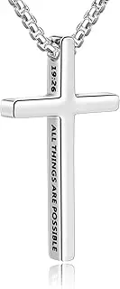 [Fiusem] Cross Necklace for Men, Inspirational Bible Verse Cross Chain for Men, 316 Stainless Steel Cross Necklace for Men