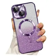 for iPhone 15 Magnetic Glitter Case Compatible iPhone 15 (6.1 inch) Purple