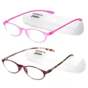 Calabria 719 Flexie Oval Reading Glasses +1.00 Fuschia/Mutli (2 Pack) Men/Women