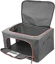 MAGICLULU Box over Storage Basket with Lid Compartments Kitchen Blue Organizing Container Wicker Storage Basket Storage Chest Stackable Organizers Lidded Cotton Linen