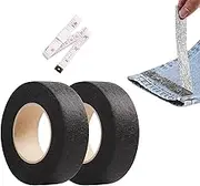 JUNART 2Pcs 2cm×24m Hemming Tape Iron On Hemming Tape,Fabric Fusing Tape, Adhesive Double Sided Hem Tapes for Repair Curtains,Pants,Skirts,Jeans,Fabric Clothes with Tape Measure(Black)