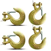 3/8" Clevis Slip Hook, 4 Pack Forged G70 Steel Clevis Hook with Safety Latch ...