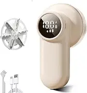 Rechargeable Fabric Shaver with a Spare Blades, Lint Remover Electric,Portable Sweater Defuzzer with LED Display,3 Speeds, Remove Pilling for Clothes, Furniture, Sweater, Couch, Blanket