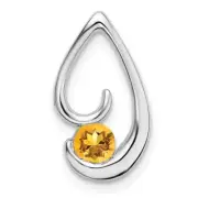 14k White Gold Citrine Chain Slide 1.38g L-16.4mm W- 9.2mm Gift for Mother