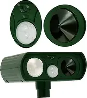 TINEASUR Solar Powered Animal Deterrent Alarm for Dogs and Cats Bird Eviction Efficient Easy to Install Outdoor Use Dark Green