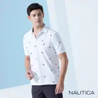 在飛比找Yahoo奇摩購物中心優惠-Nautica 男裝 滿版國旗印花短袖POLO衫-白色