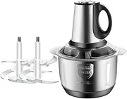 Stainless Steel Electric Minced Meat Grinder, Large-Capacity Garlic Food Processor Portable Multi-Function Vegetable Blender for Meat/Fish/Vegetable/Baby Food,B
