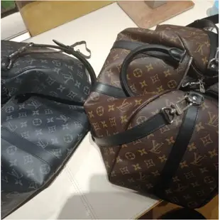 二手 LV M56711 KEEPALL 45 原花黑邊手提肩背旅行袋 （配肩帶）現貨