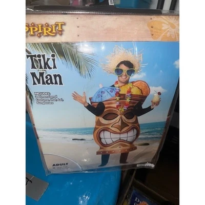 Spirit Halloween Tiki Man Costume Adult One Size Hat Lei Sunglasses