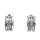 【CHANEL】 CHANEL Coco Mark Rhinestone Hoop Earrings Metal Silver B23S CHANEL