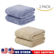 2 PACK Luxury Extra Large Bath Towels Coral Fleece 30X60" Bath Towel Set Soft