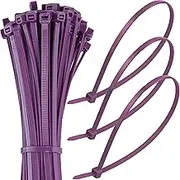 Coloured Cable Ties - 100 pcs Purple Zip Ties for Secure Cord Management - Heavy Duty Cable Ties Up to 54.4 kg Tensile Strength - 150 x 3.6 mm Tie Wraps with Auto-Locking Mechanism - Just Cable Ties