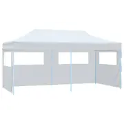 Folding Pop-up Partytent with Sidewalls 3x6 m Steel White vidaXL